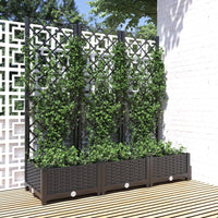Fioriera da giardino con traliccio nera 120x40x121,5 cm PP 318272