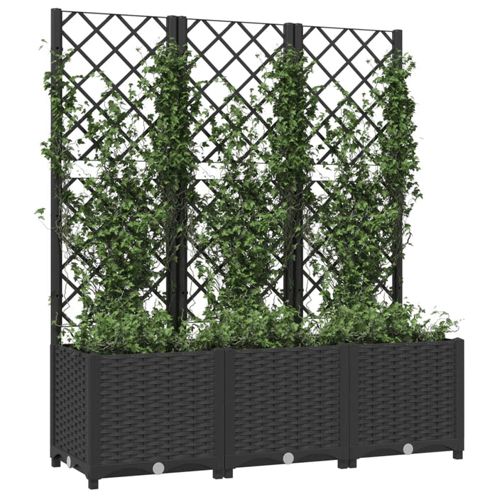 Fioriera da giardino con traliccio nera 120x40x136 cm PP 318273