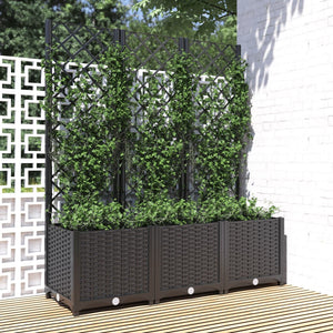 Fioriera da giardino con traliccio nera 120x40x136 cm PP 318273