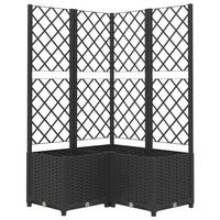 Vassoio per fioriera aiuola rialzata piante fiori terrazza giardino con traliccio 80 x 80 x 136 cm PP nero 02_0038320