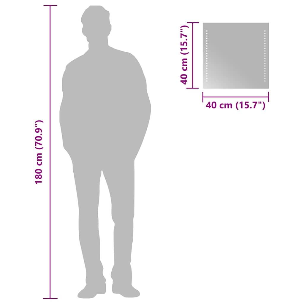 Specchio da Bagno con Luci LED 40x40 cm 151719