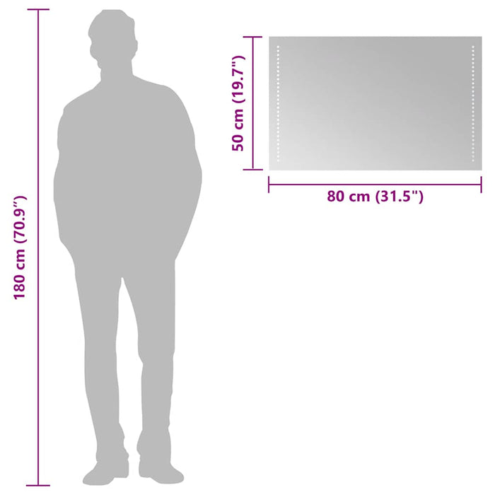 Specchio da Bagno con Luci LED 80x50 cm 151729