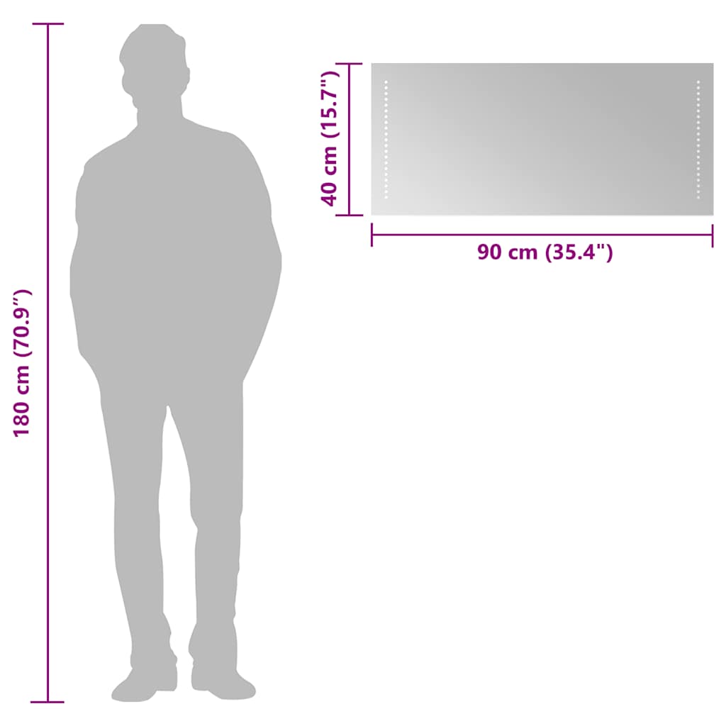 Specchio da Bagno con Luci LED 90x40 cm 151731