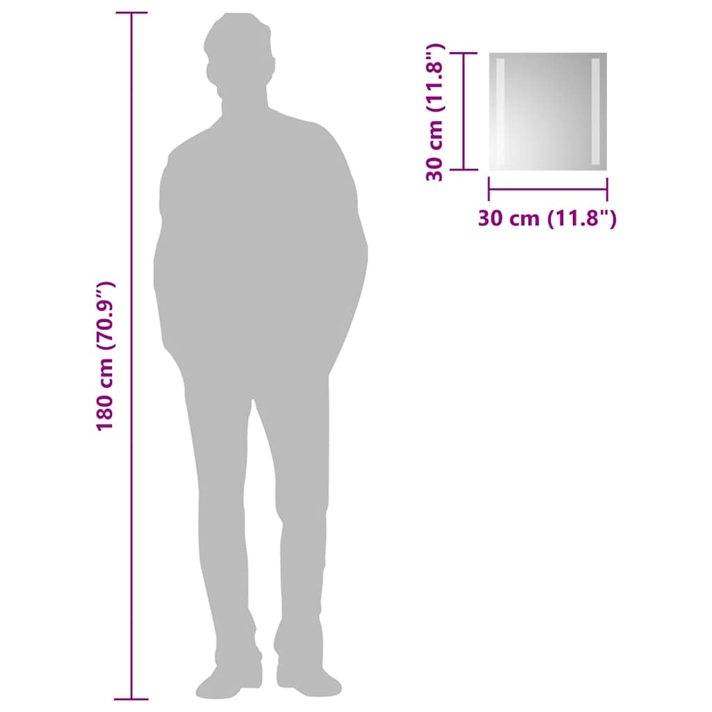 Specchio da Bagno con Luci LED 30x30 cm 151737