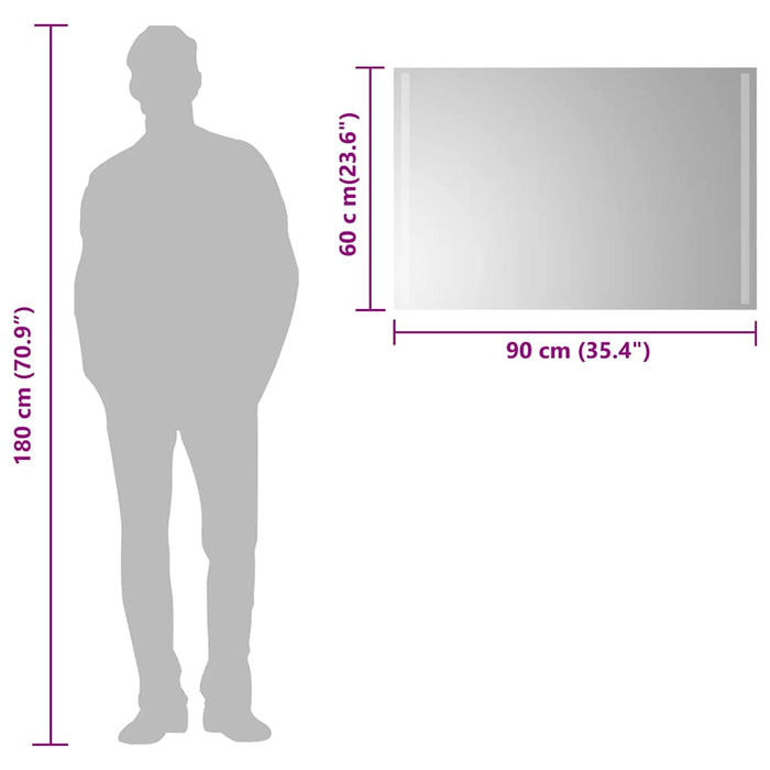 Specchio da Bagno con Luci LED 90x60 cm 151752