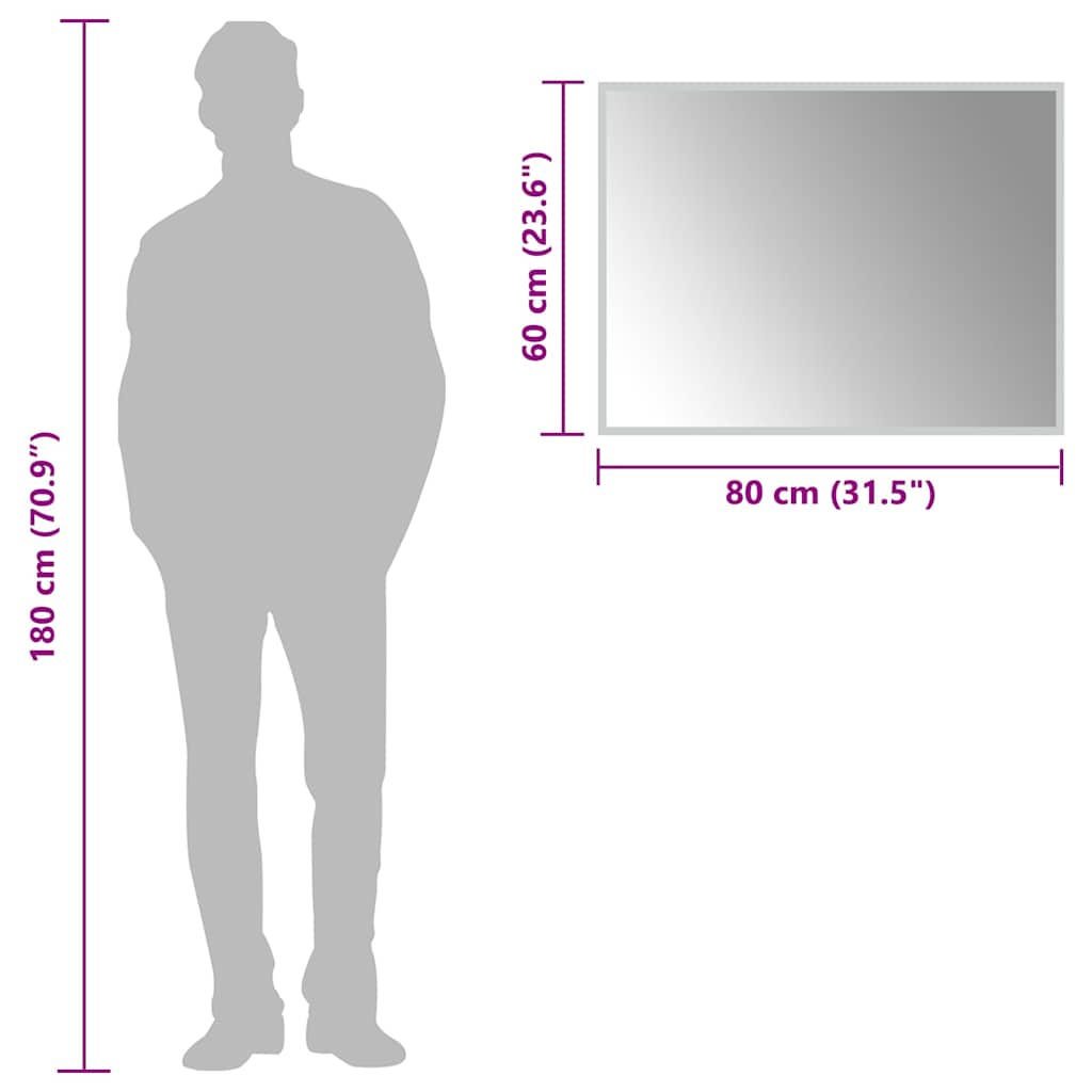 vidaXL Specchio da Bagno con Luci LED 80x60 cm