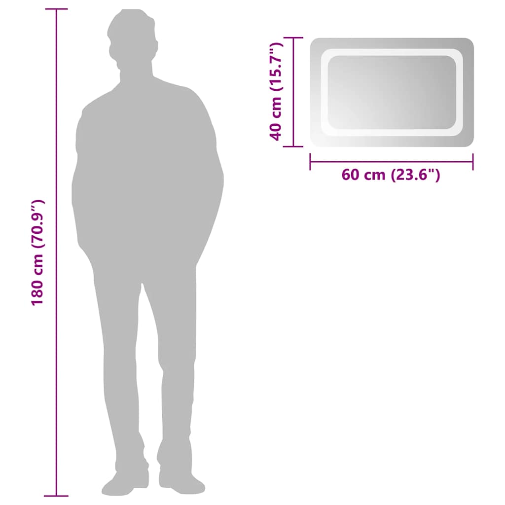 Specchio da Bagno con Luci LED-Specchio per Bagno 60x40 cm 246511