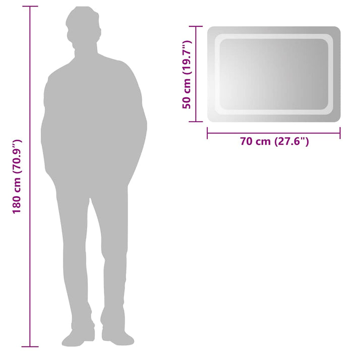 Specchio da Bagno con Luci LED-Specchio per Bagno 70x50 cm 753203