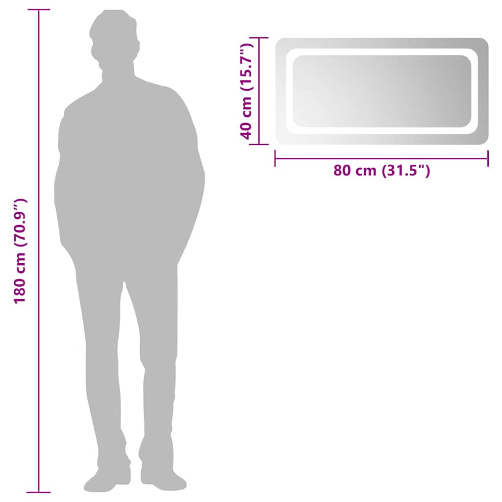 Specchio da Bagno con Luci LED 80x40 cm 151785