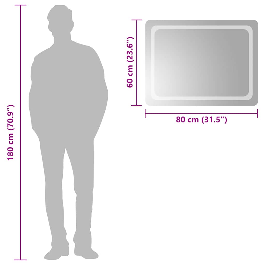 Specchio da Bagno-Specchio per il bagno  con Luci LED 80x60 cm