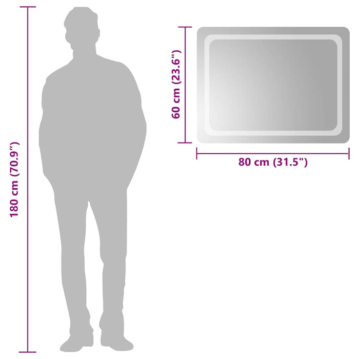 Specchio da Bagno con Luci LED 80x60 cm 151787