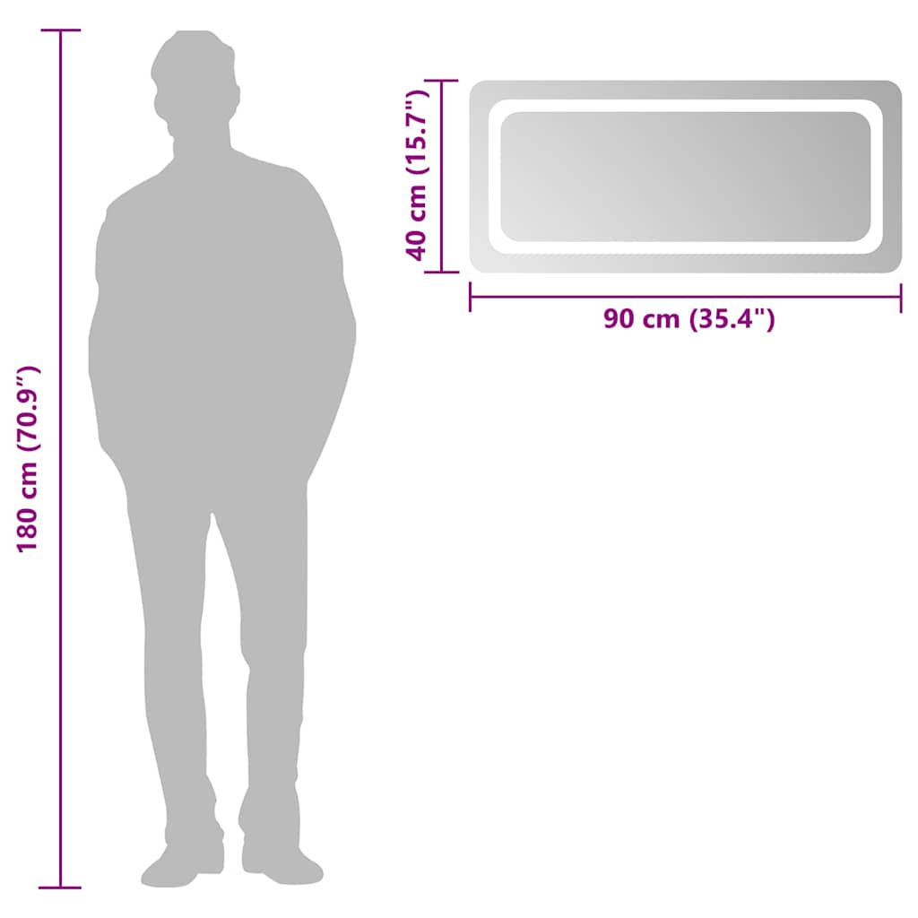 Specchio da Bagno con Luci LED 90x40 cm 151788