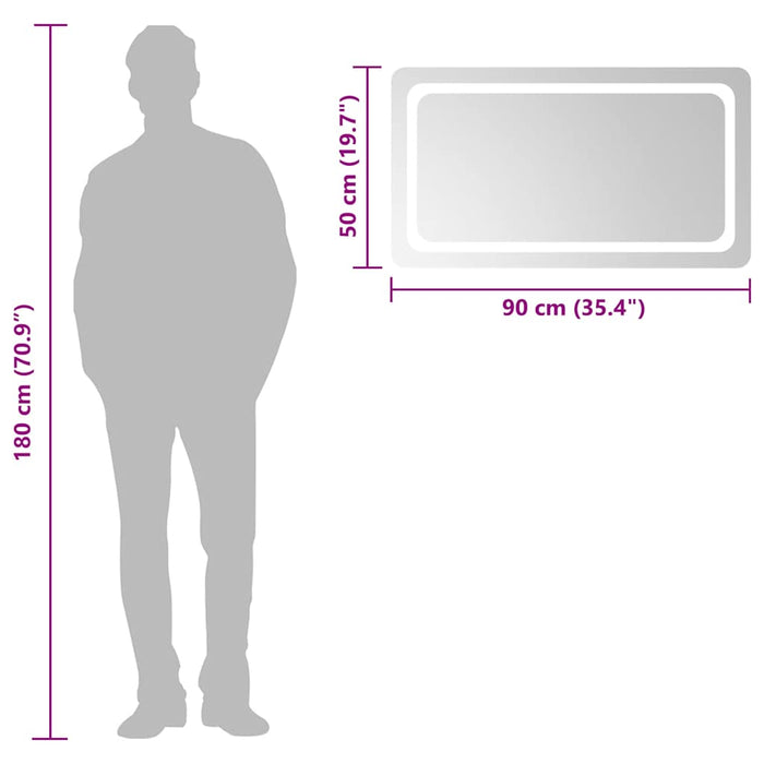 Specchio da Bagno con Luci LED 90x50 cm 151789