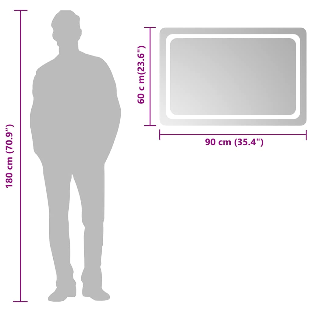 Specchio da Bagno con Luci LED-Specchio per Bagno 90x60 cm 572963