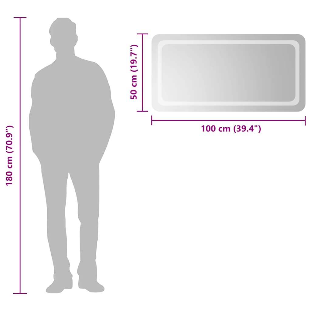 Specchio da Bagno con Luci LED 100x50 cm 151792