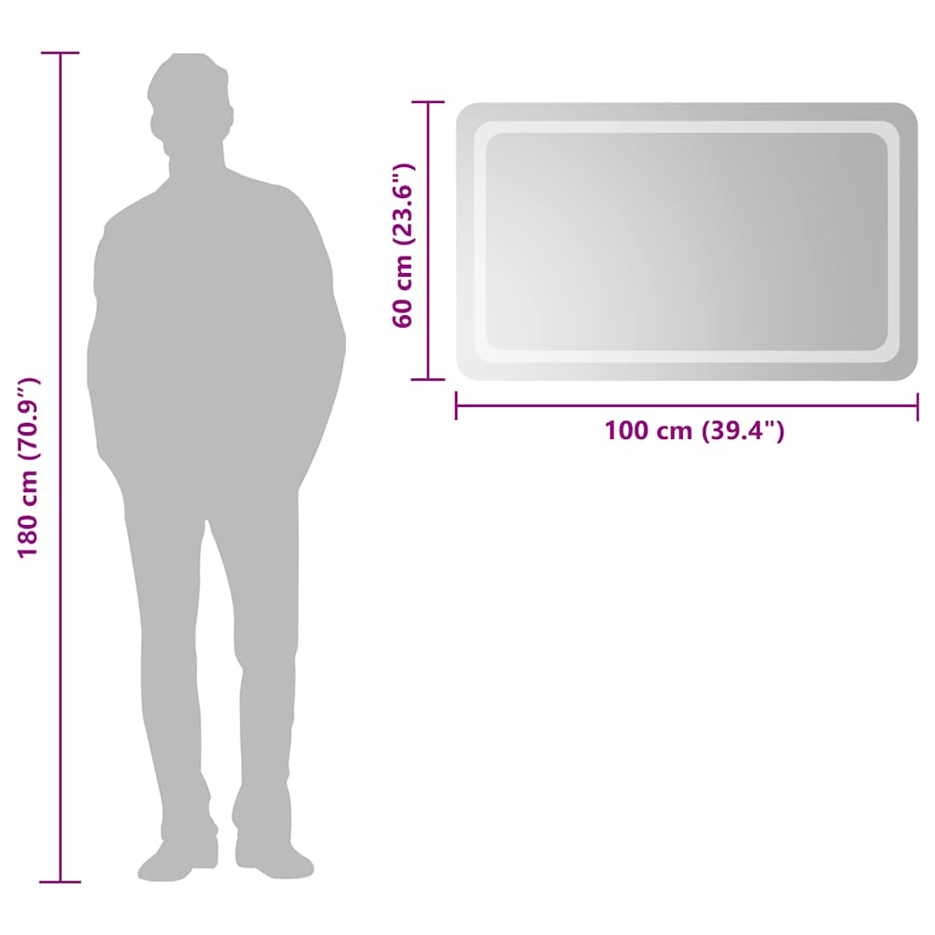 Specchio da Bagno con Luci LED-Specchio per Bagno 100x60 cm 447941