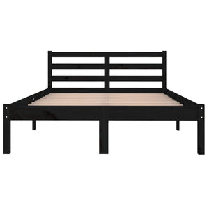 Telaio Letto in Legno Massello di Pino 120x200 cm Nero 810429
