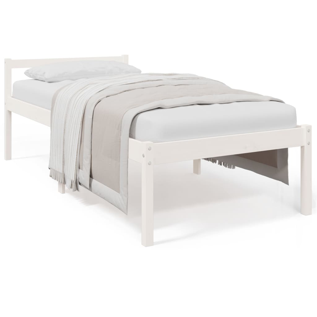 Letto per Anziani Bianco 90x190 cm Single in Legno di Pino 810580