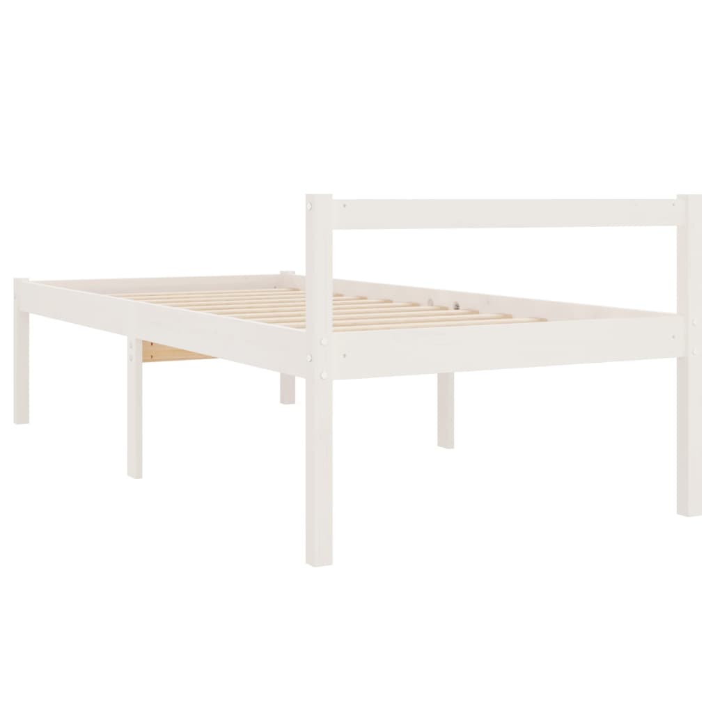 Letto per Anziani Bianco 90x190 cm Single in Legno di Pino 810580