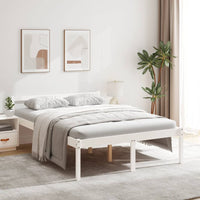 Letto per Anziani Bianco 135x190 cm Double in Legno di Pino 810590