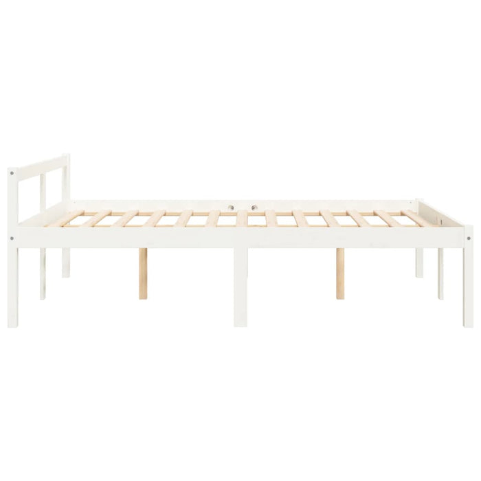 Letto per Anziani Bianco 140x190 cm in Legno Massello di Pino