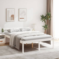 Letto per Anziani Bianco 140x190 cm in Legno Massello di Pino