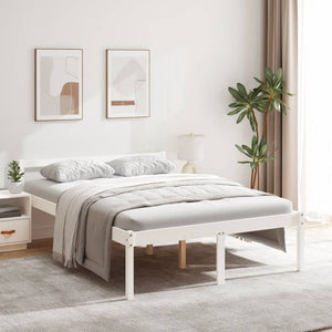 Letto per Anziani Bianco 140x190 cm in Legno Massello di Pino 810595
