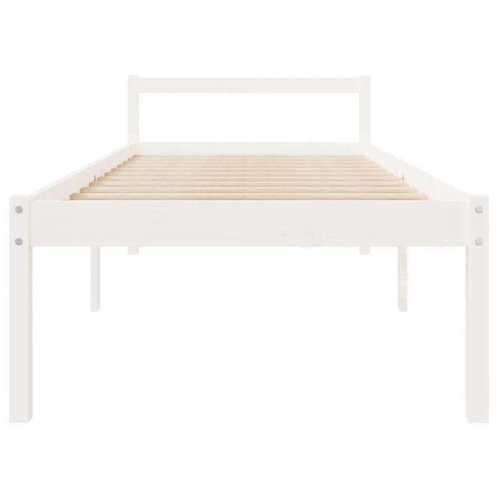 Letto per Anziani Bianco 90x200 cm in Legno Massello di Pino 810600