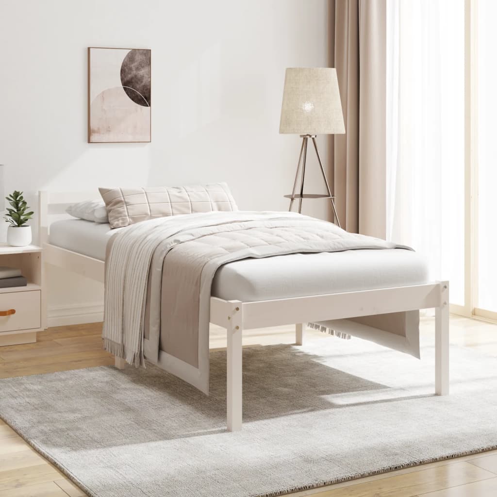 Letto per Anziani Bianco 90x200 cm in Legno Massello di Pino 810600
