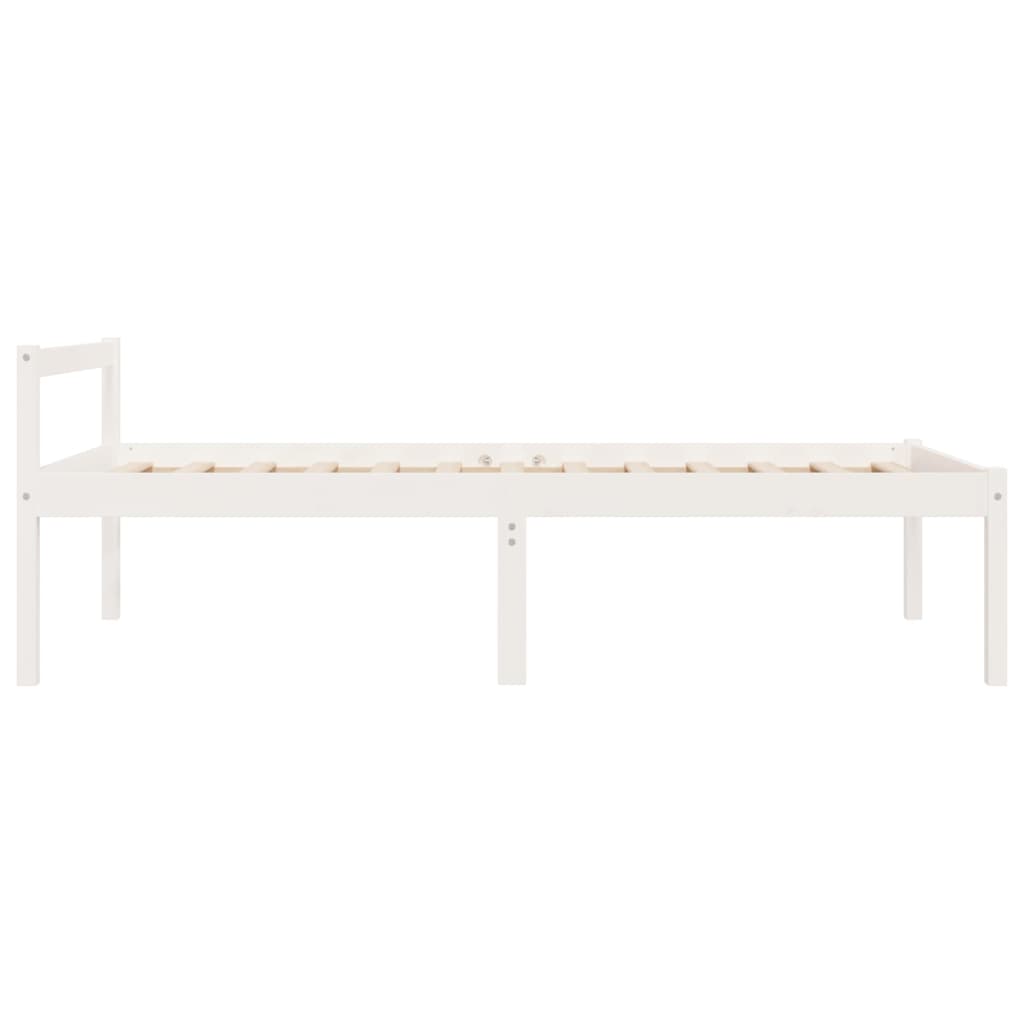 Letto per Anziani Bianco 100x200 cm in Legno Massello di Pino 810605