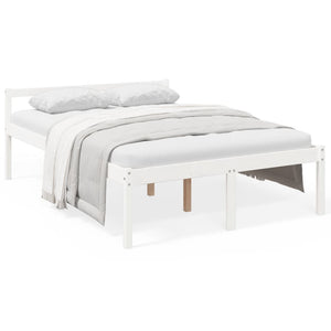 Letto per Anziani Bianco 120x200 cm in Legno Massello di Pino 810610