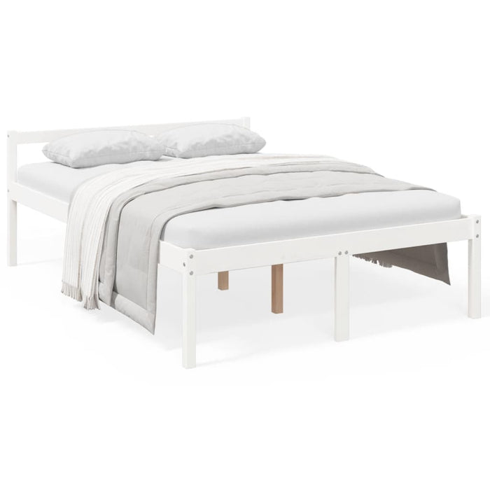 Letto per Anziani Bianco 120x200 cm in Legno Massello di Pino 810610