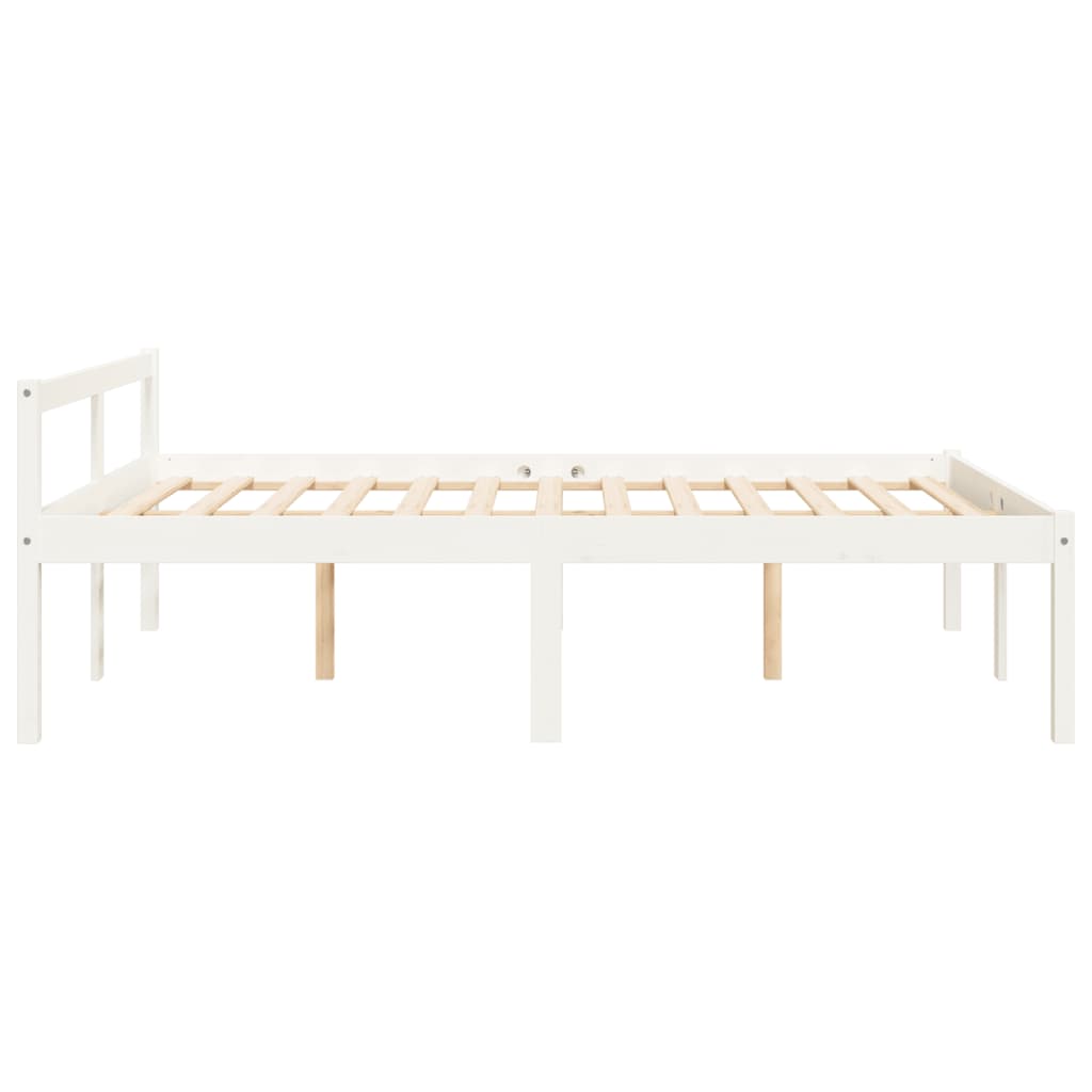 Letto per Anziani Bianco 120x200 cm in Legno Massello di Pino 810610