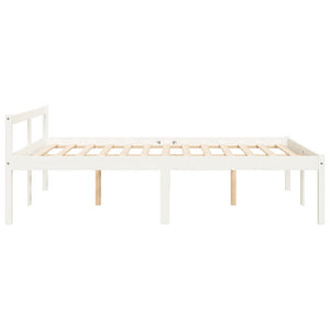 Letto per Anziani Bianco 120x200 cm in Legno Massello di Pino 810610