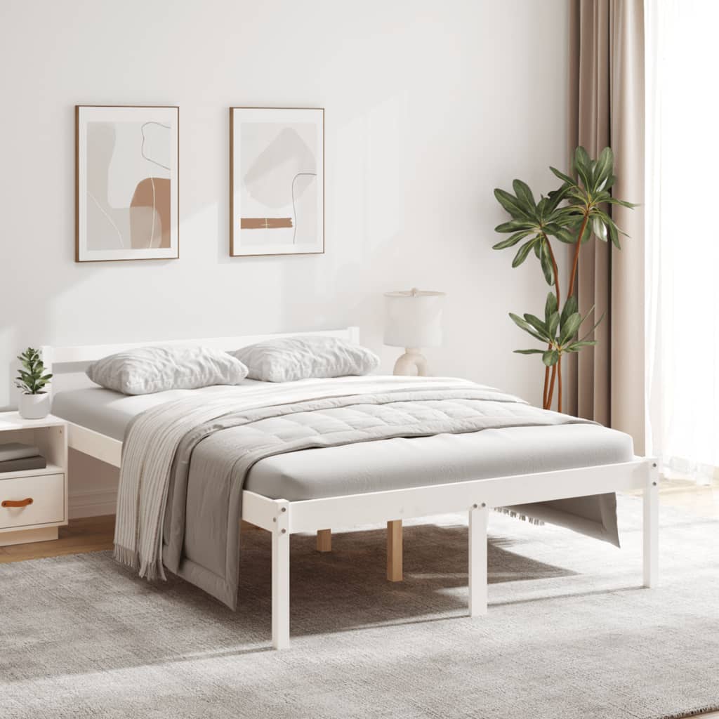 Letto per Anziani Bianco 120x200 cm in Legno Massello di Pino 810610