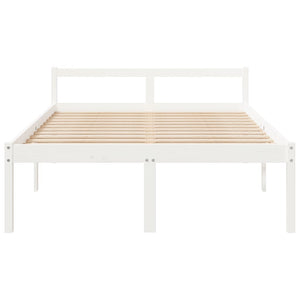 Letto per Anziani Bianco 140x200 cm in Legno Massello di Pino 810615