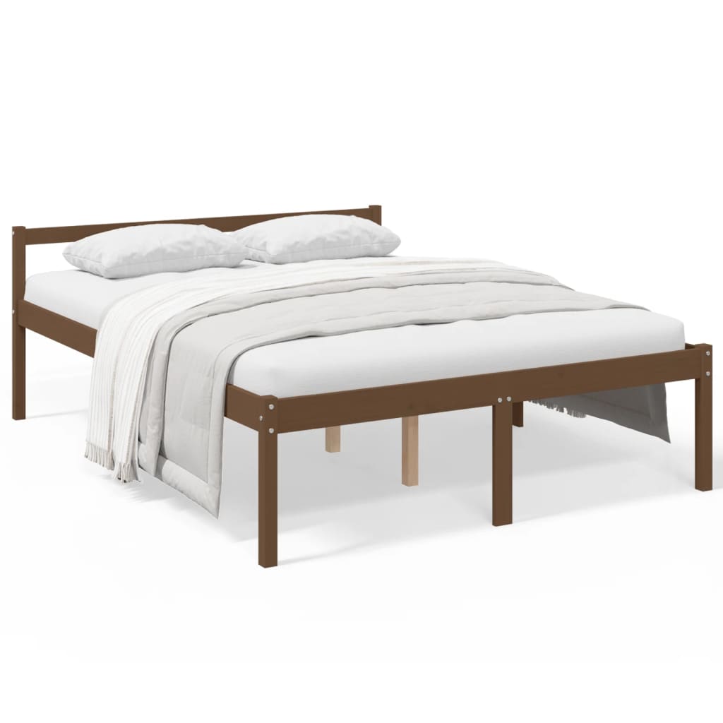Letto per Anziani 150x200 cm King in Legno Massello di Pino 810622