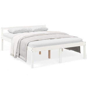 Letto per Anziani Bianco 160x200 cm in Legno Massello di Pino 810625