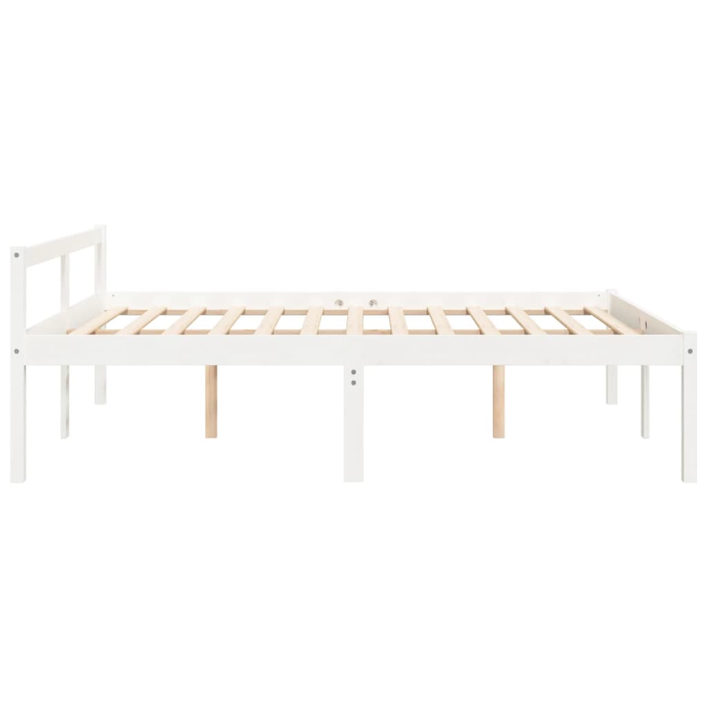 Letto per Anziani Bianco 160x200 cm in Legno Massello di Pino 810625