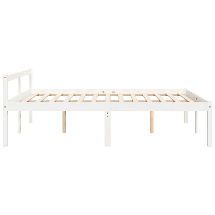 Letto per Anziani Bianco 160x200 cm in Legno Massello di Pino 810625