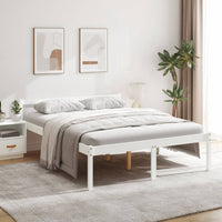 Letto per Anziani Bianco 160x200 cm in Legno Massello di Pino 810625