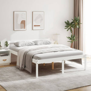 Letto per Anziani Bianco 160x200 cm in Legno Massello di Pino 810625