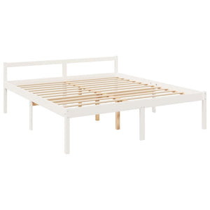 Letto per Anziani Bianco 200x200 cm in Legno Massello di Pino 810635