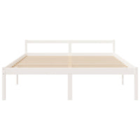 Letto per Anziani Bianco 200x200 cm in Legno Massello di Pino 810635