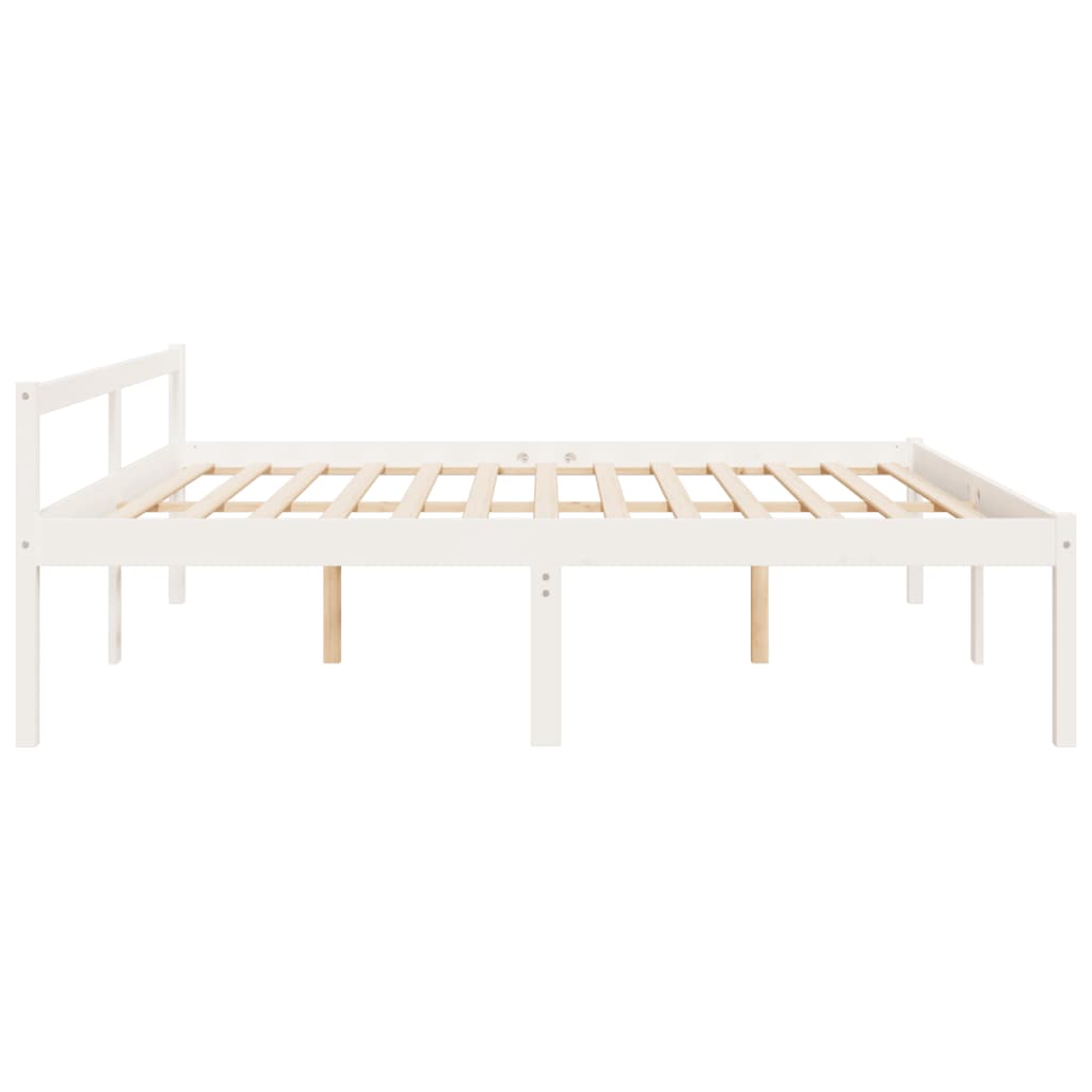 Letto per Anziani Bianco 200x200 cm in Legno Massello di Pino 810635