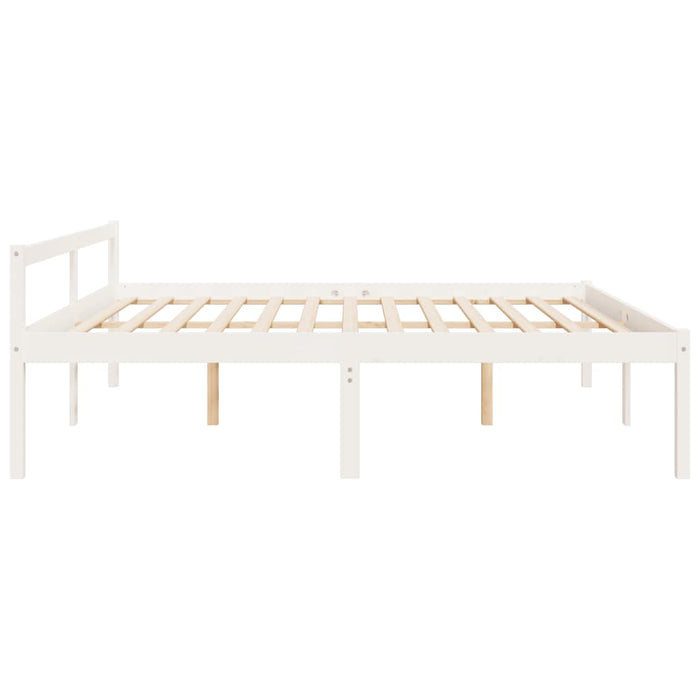 Letto per Anziani Bianco 200x200 cm in Legno Massello di Pino 810635