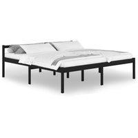 Letto per Anziani Nero 200x200 cm in Legno Massello di Pino 810638