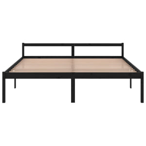 Letto per Anziani Nero 200x200 cm in Legno Massello di Pino 810638