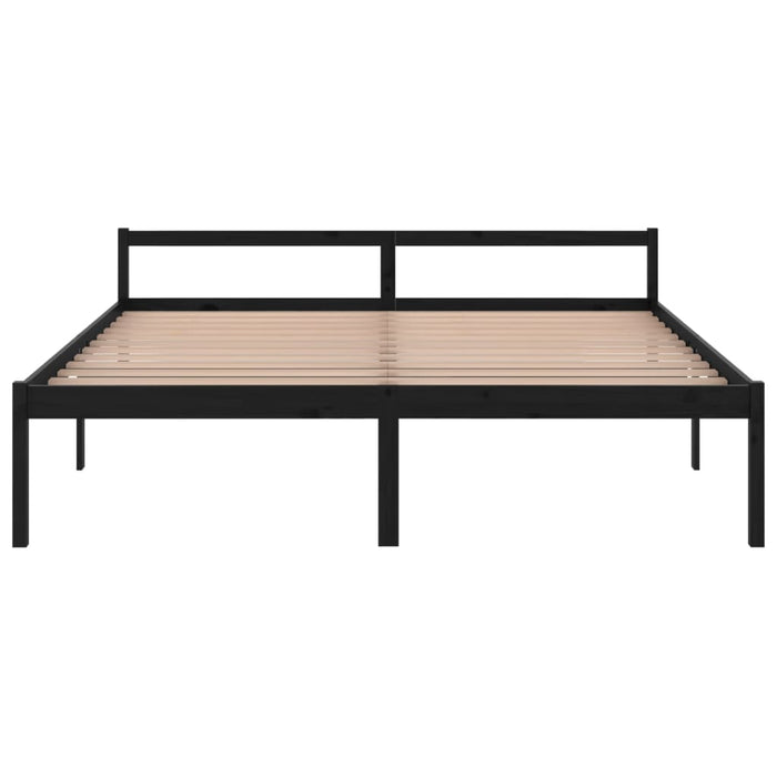 Letto per Anziani Nero 200x200 cm in Legno Massello di Pino 810638