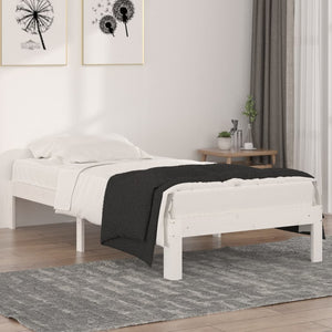 Giroletto-Struttura Letto Bianco in Legno Massello 90x190 cm Single 765757